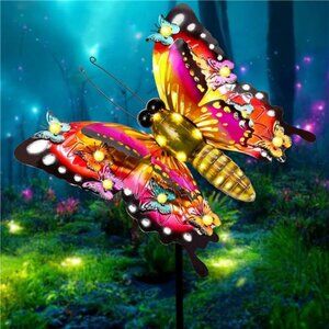 Solar Garden Lights, Outdoor Butterfly Garden Decor Large 41" Metal
